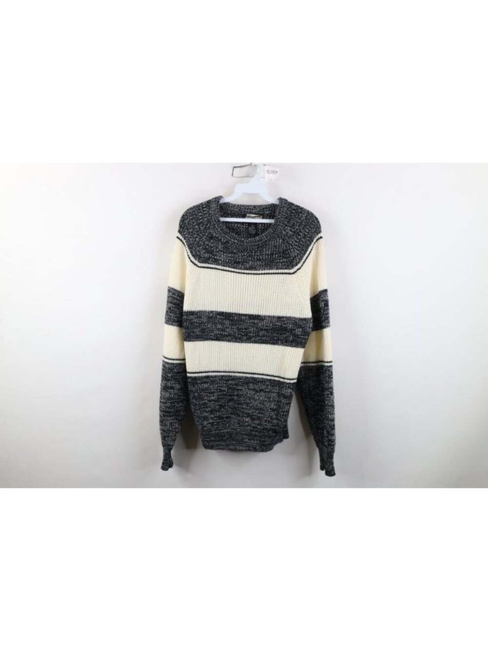 Vintage 90s Crewneck Sweater Womens Size L Ribbed Knit Striped Color Block